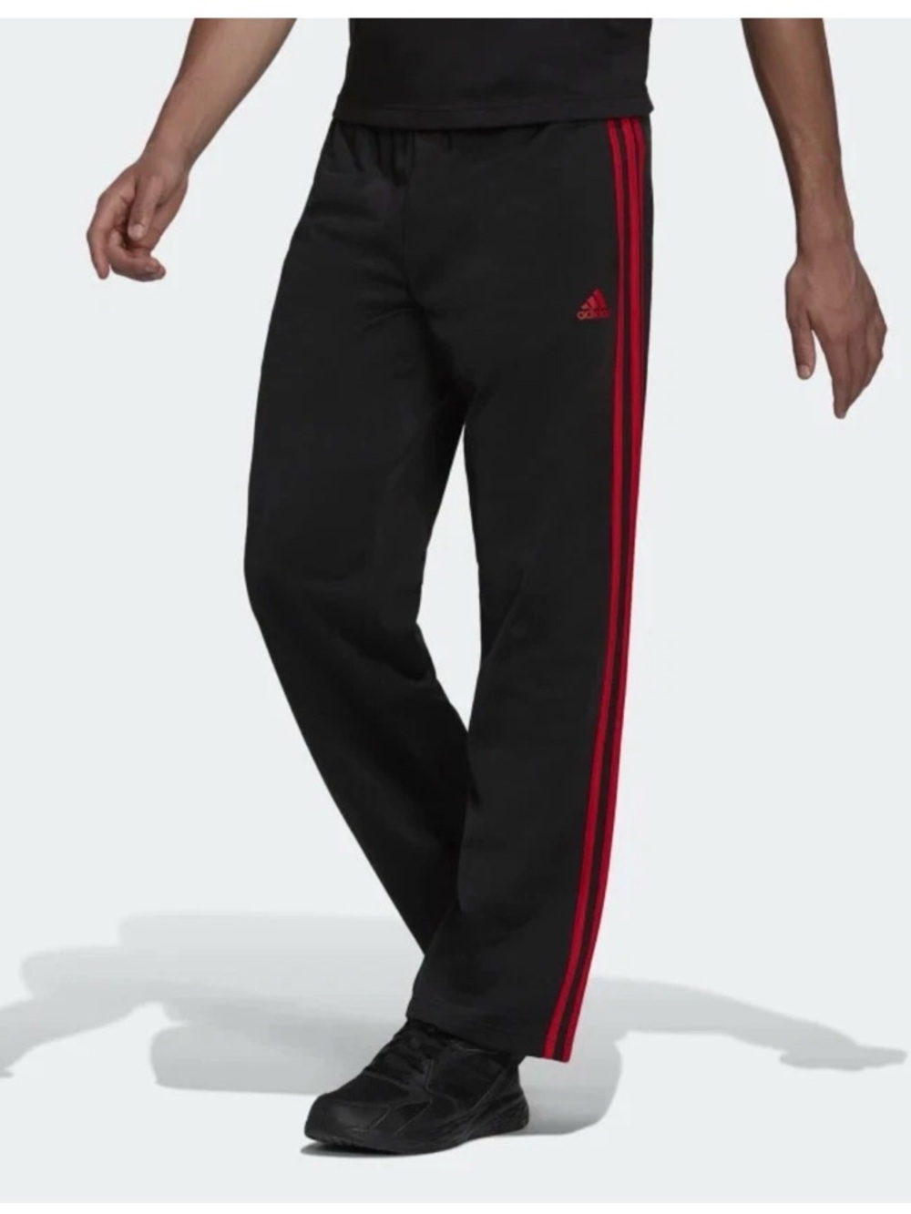 Adidas Black Track Pants with Red Side Stripes